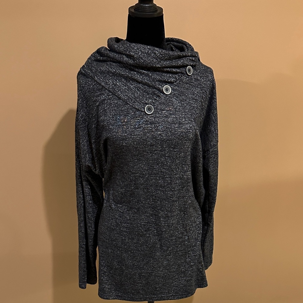 Elegant Dark Gray Women's Cowl Neck Sweater